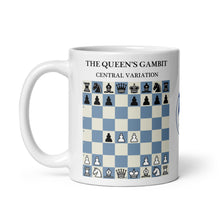 Load image into Gallery viewer, Queen's Gambit Central Variation Chess Mug