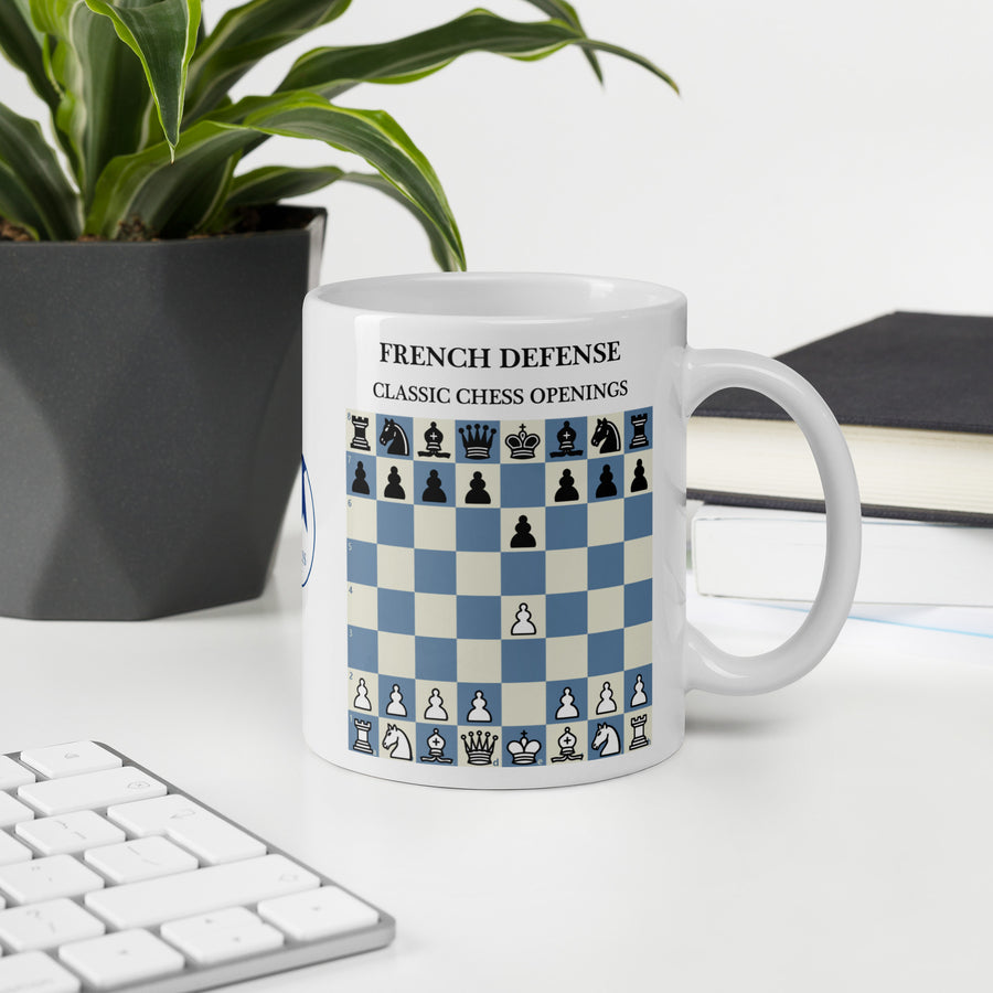 French Defense Chess Mug - ceramic chess opening mug