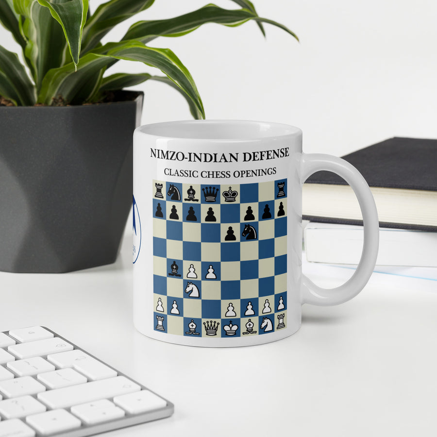Nimzo-Indian Defense Chess Mug - ceramic chess opening mug