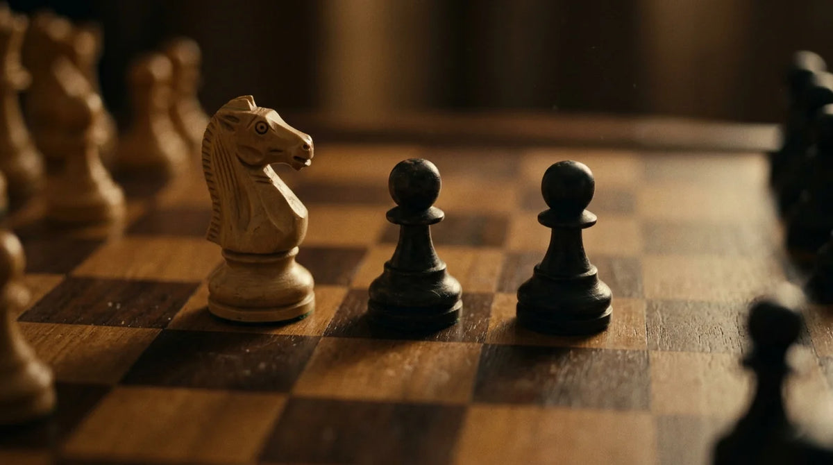 Cinematic 35mm photograph of Vienna Game f4 pawn advance on a luxury handcrafted European wooden chessboard