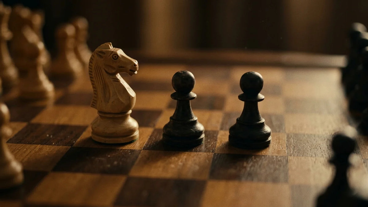 Cinematic 35mm photograph of Vienna Game f4 pawn advance on a luxury handcrafted European wooden chessboard