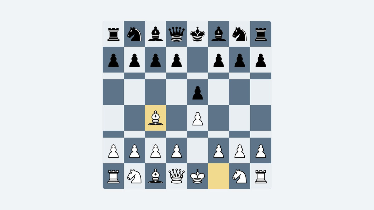 Board diagram: the key position of the Bishop's Opening