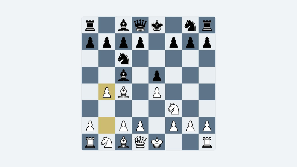 Board diagram: the key position of the Evans Gambit