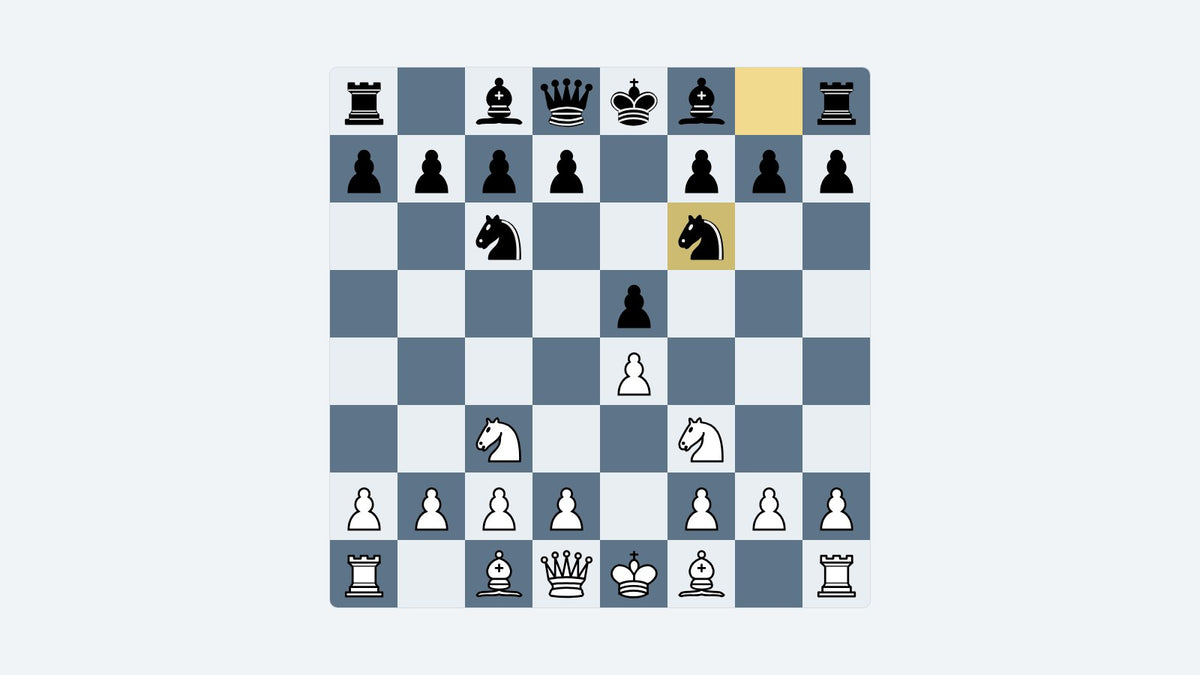 Board diagram: the key position of the Four Knights Game
