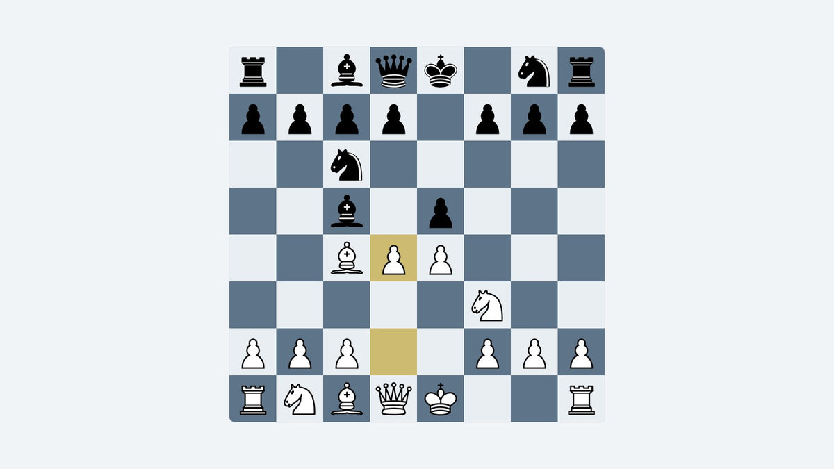 Board diagram: the key position of the Italian Gambit