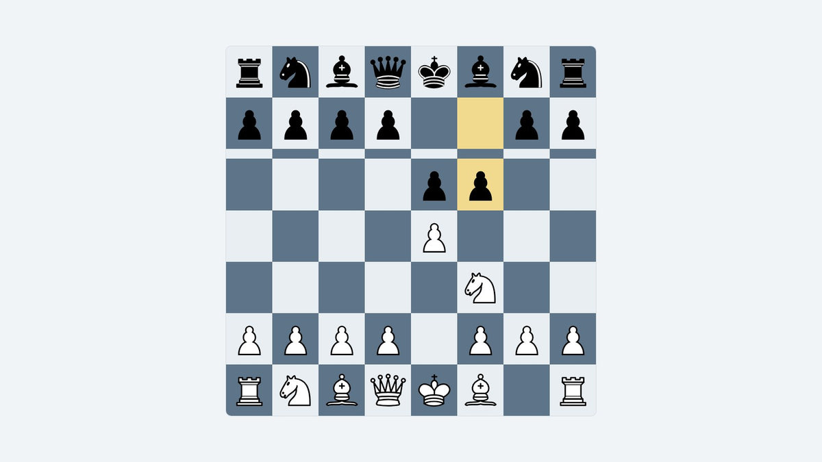 Board diagram: the key position of the Latvian Gambit