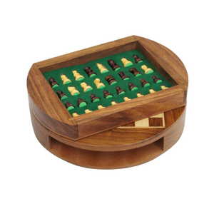 Juego de ajedrez de madera con almacenamiento