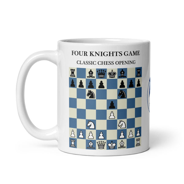 Four Knights Game Chess Mug - ceramic chess opening mug