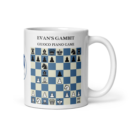 Evans Gambit Chess Mug - ceramic chess opening mug
