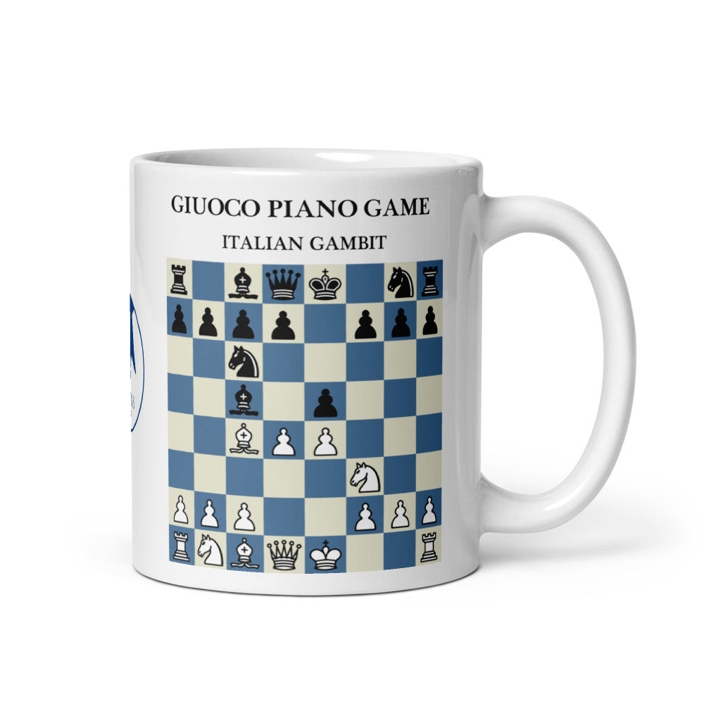 Giuoco Piano Game: Italian Gambit Chess Mug - ceramic chess opening mug