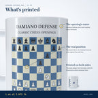 What's printed on the Damiano Defense mug: the opening's name and the position after 2...f6, on both sides