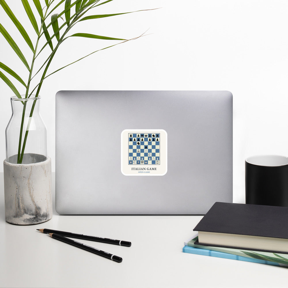 Italian Game Chess Sticker on a laptop lid