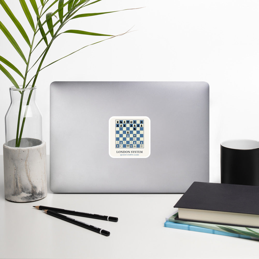 London System Chess Sticker on a laptop lid