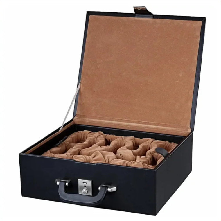 black leather chess box for chess pieces