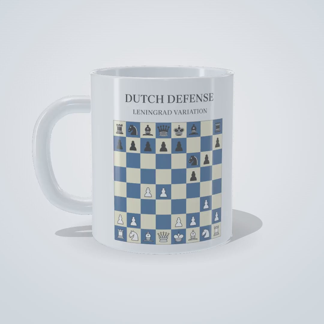 Video: 360-degree view of the Dutch Defense: Leningrad Variation chess mug, printed on both sides