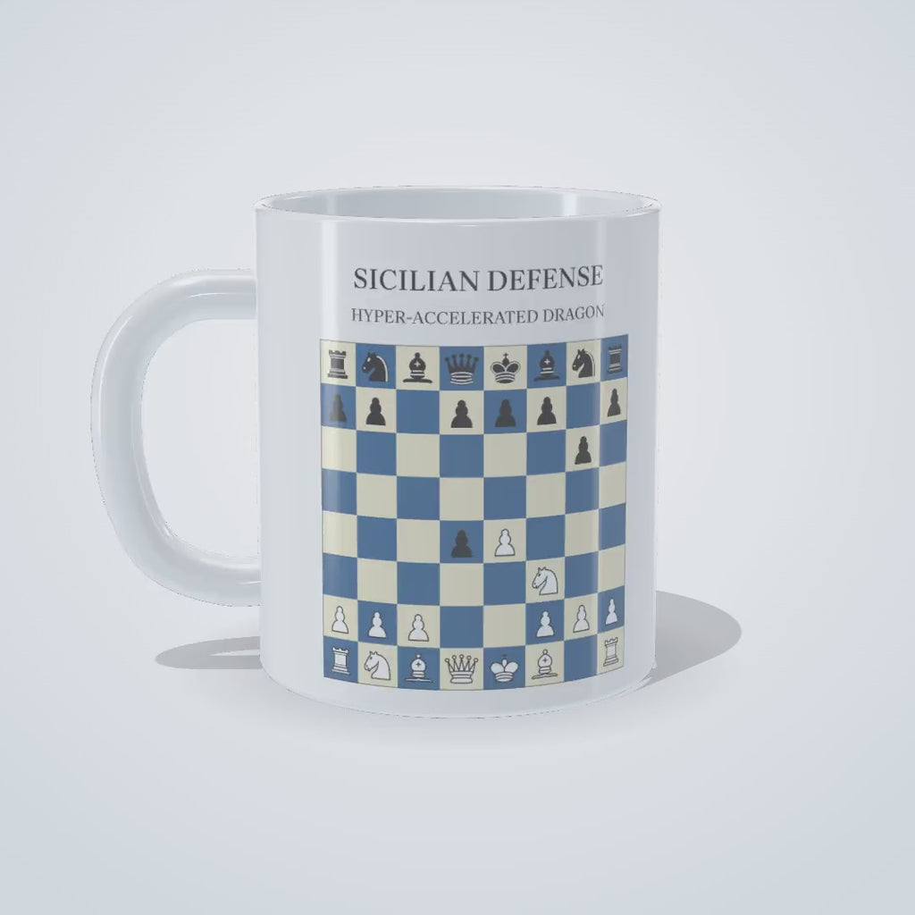 Video: 360-degree view of the Sicilian Defense: Hyper-Accelerated Dragon chess mug, printed on both sides