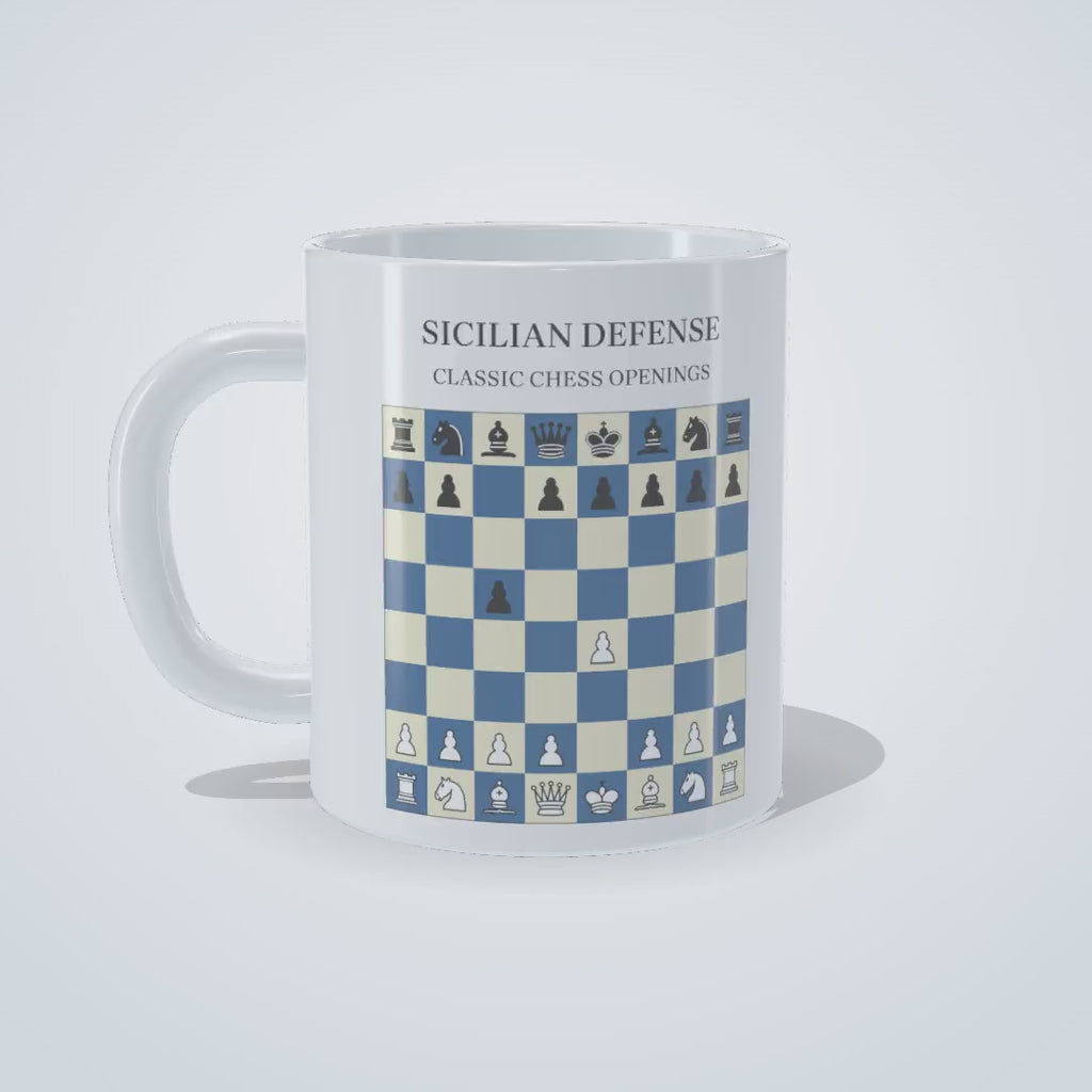 Video: 360-degree view of the Sicilian Defense chess mug, printed on both sides