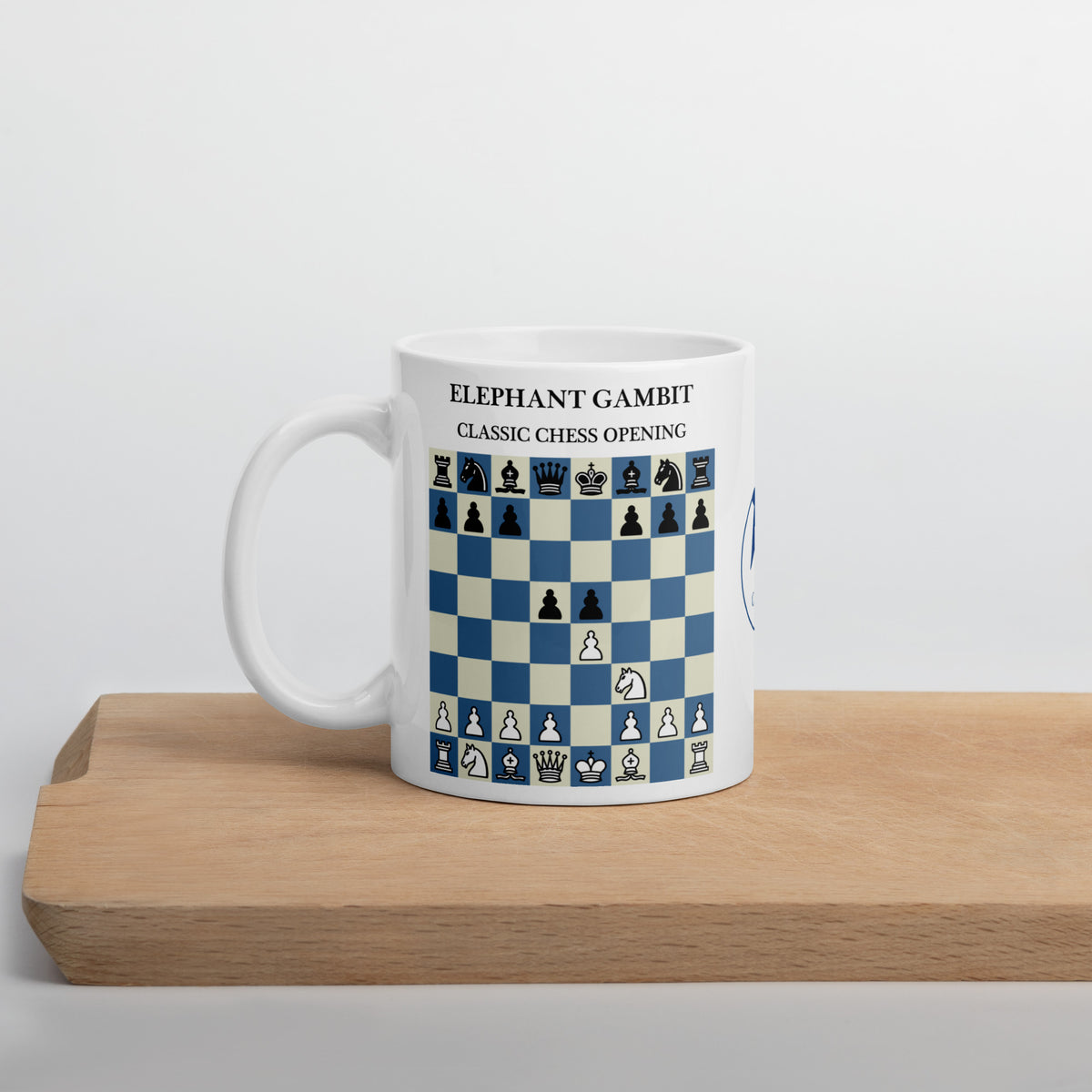Elephant Gambit Chess Mug - ceramic chess opening mug