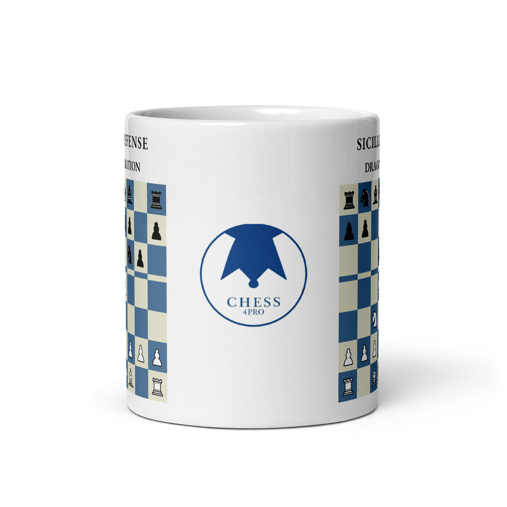 Sicilian Dragon Chess Mug - ceramic chess opening mug