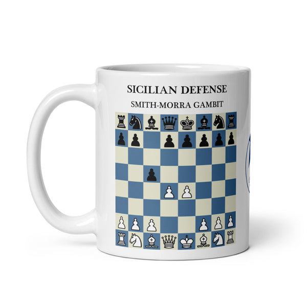 Sicilian Defense: Smith-Morra Gambit Chess Mug - ceramic chess opening mug