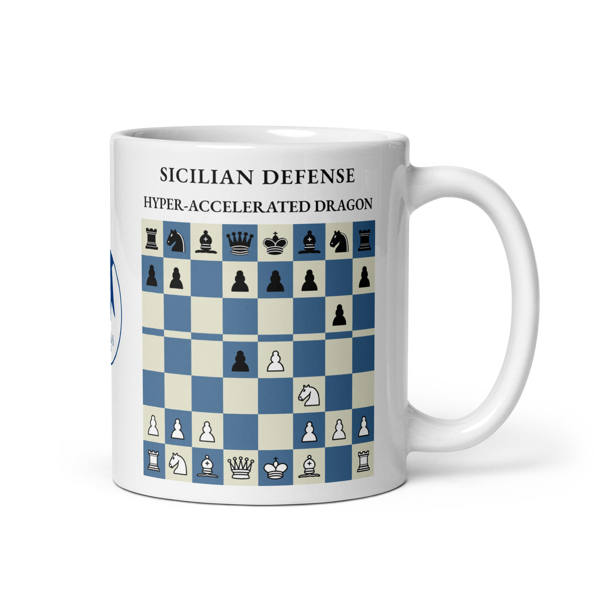 Sicilian Defense: Hyper-Accelerated Dragon Chess Mug - ceramic chess opening mug
